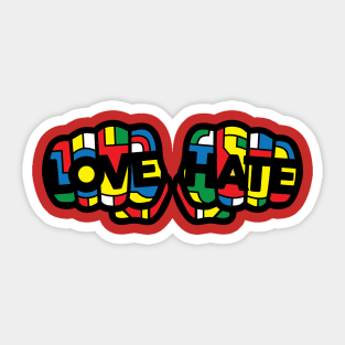 Love & Hate Fists Sticker